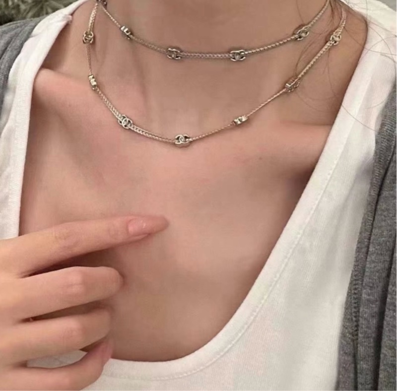 Chanel 七花 項鍊淡金色-4