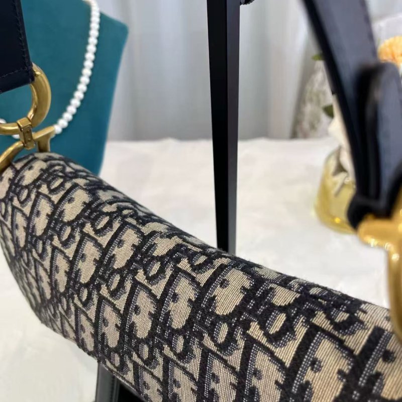 Dior 老花刺繡馬鞍包 中號 20年 99新 25.5*20*6.5 配件塵袋-3