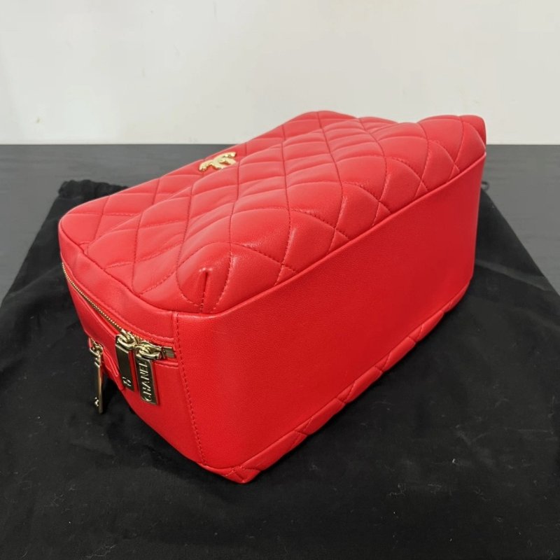 CHANEL16K紅金保齡球手提肩背斜背包 26*14*14 99新配件塵袋保卡-3