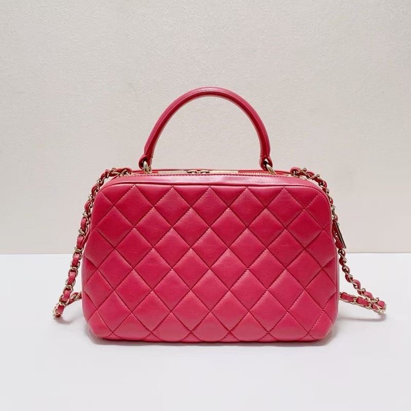 CHANEL16K紅粉金保齡球手提肩背斜背包 26*14*14 99新配件塵袋-3