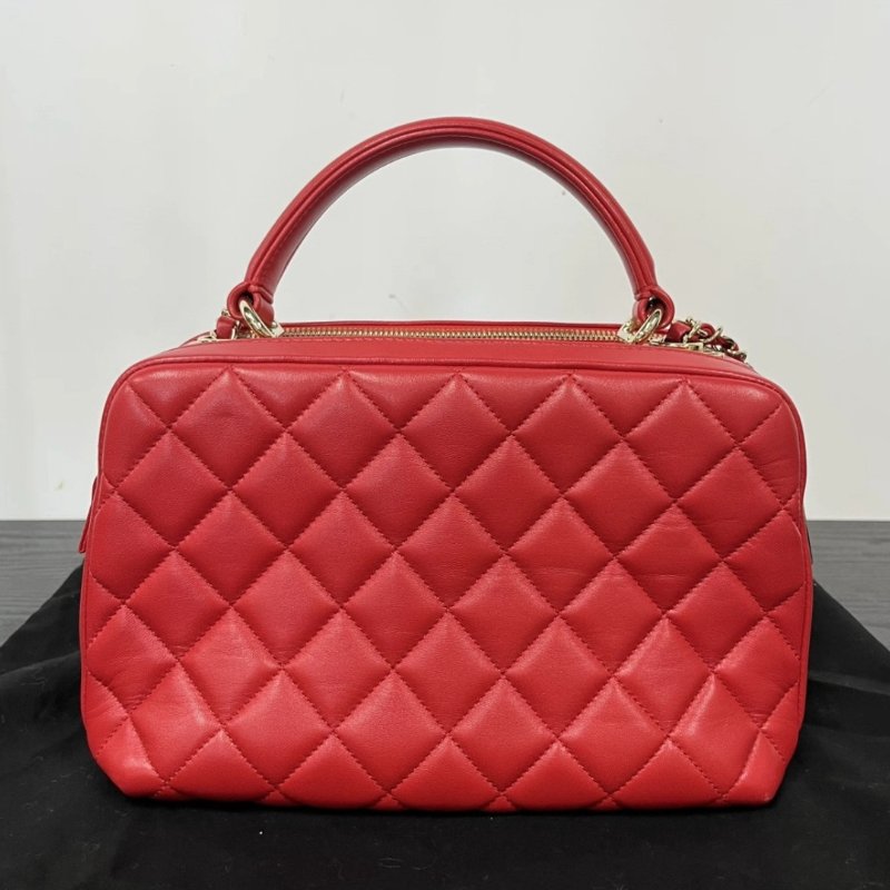 CHANEL16K紅金保齡球手提肩背斜背包 26*14*14 99新配件塵袋保卡-5