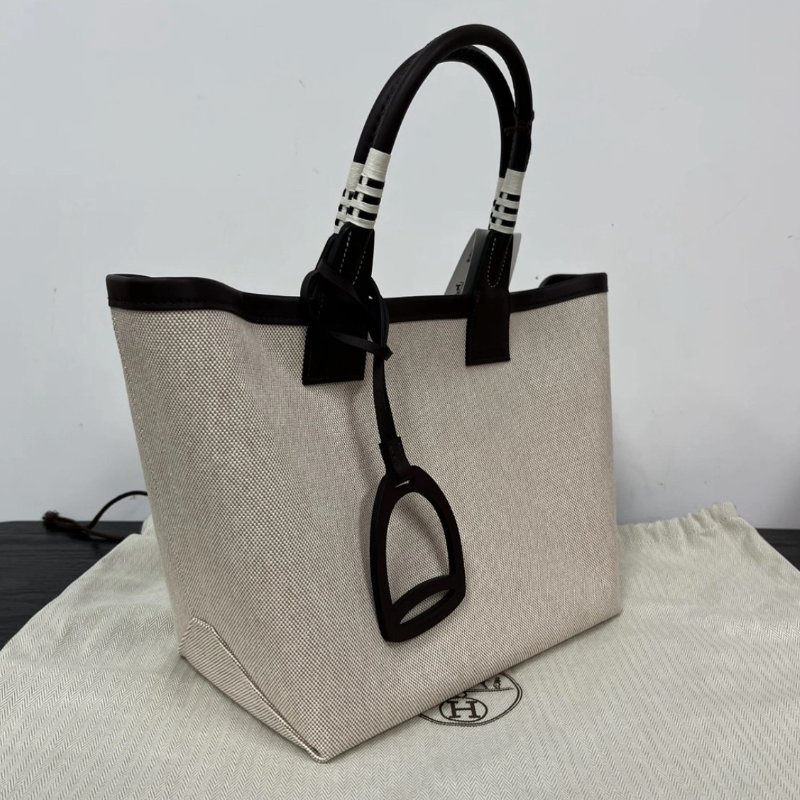 HERMES SACSteeple25米色拼馬鞍紅子母手提包  25*15*23 全新閒置配件盒子塵袋吊牌購證-1
