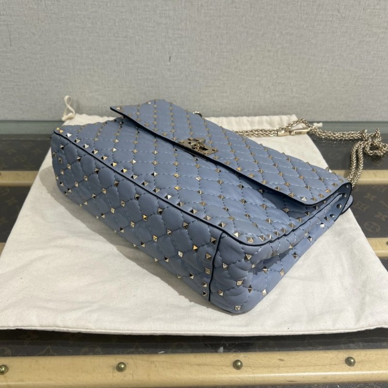 VALENTINO Spike Up藍色卯釘手提包 30*23*9 98新配件塵袋-4