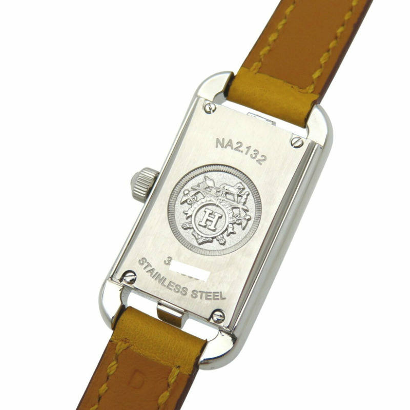 未使用愛馬仕 Nantucket Diamond Chaine d'Ancre NA2.132 石英腕錶，鑲鑽，不鏽鋼皮革，白色錶盤，1528，女士-8