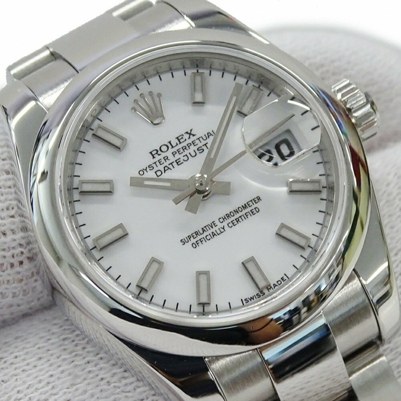 Rolex Datejust 179160 M 編號女士自動腕錶,不鏽鋼,銀色,白色,輪盤紋,拋光-15