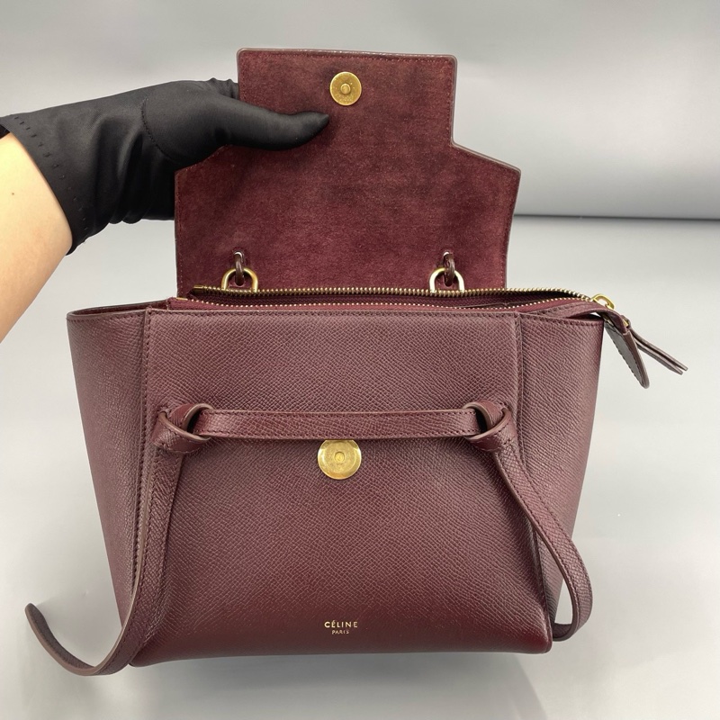 CELINE 賽琳鯰魚包酒紅nano 尺寸約20*20*10cm-6
