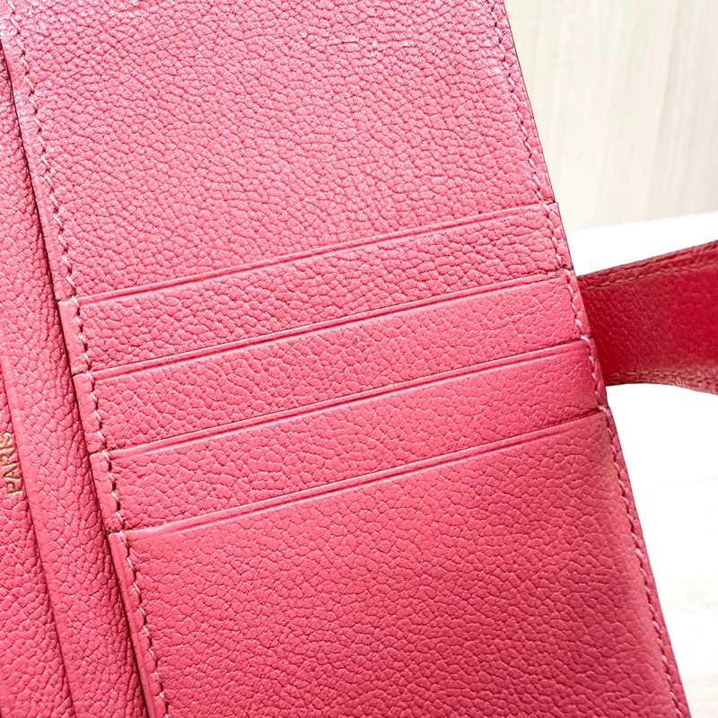 HERMES U5唇膏粉色山羊皮金釦H短夾-12