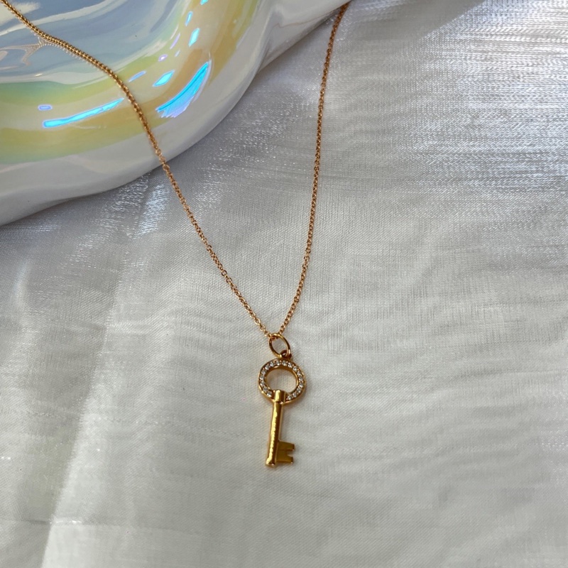Tiffany 蒂芙尼玫瑰金半鑽鑰匙項鍊 23年香港購證-1