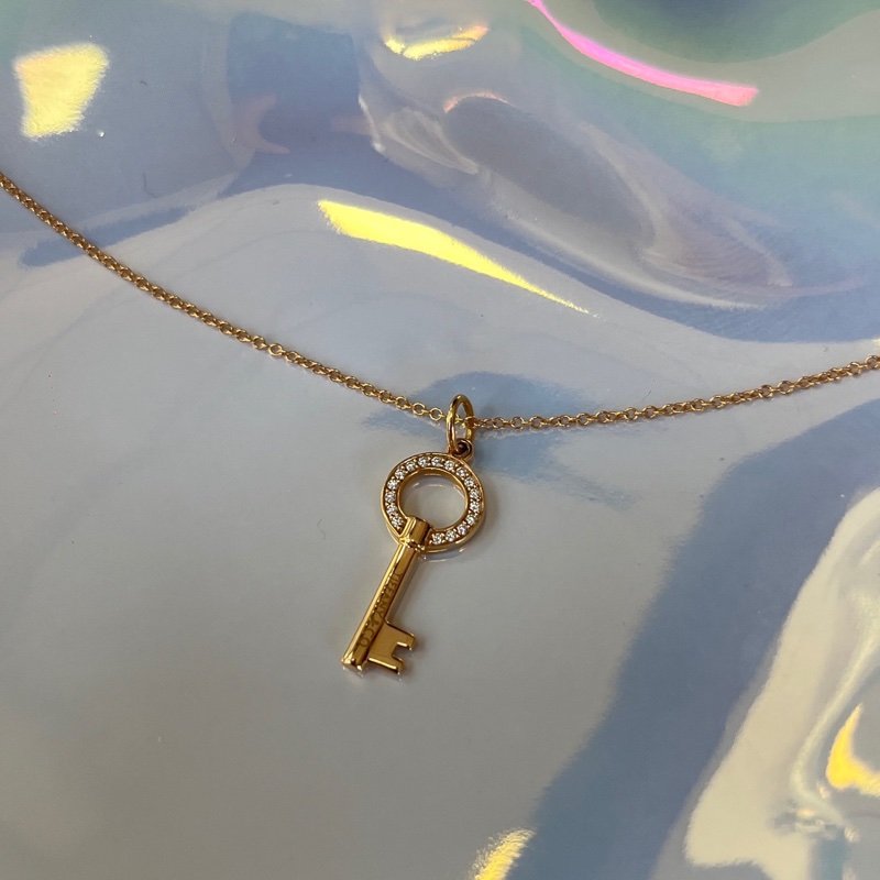 Tiffany 蒂芙尼玫瑰金半鑽鑰匙項鍊 23年香港購證-6
