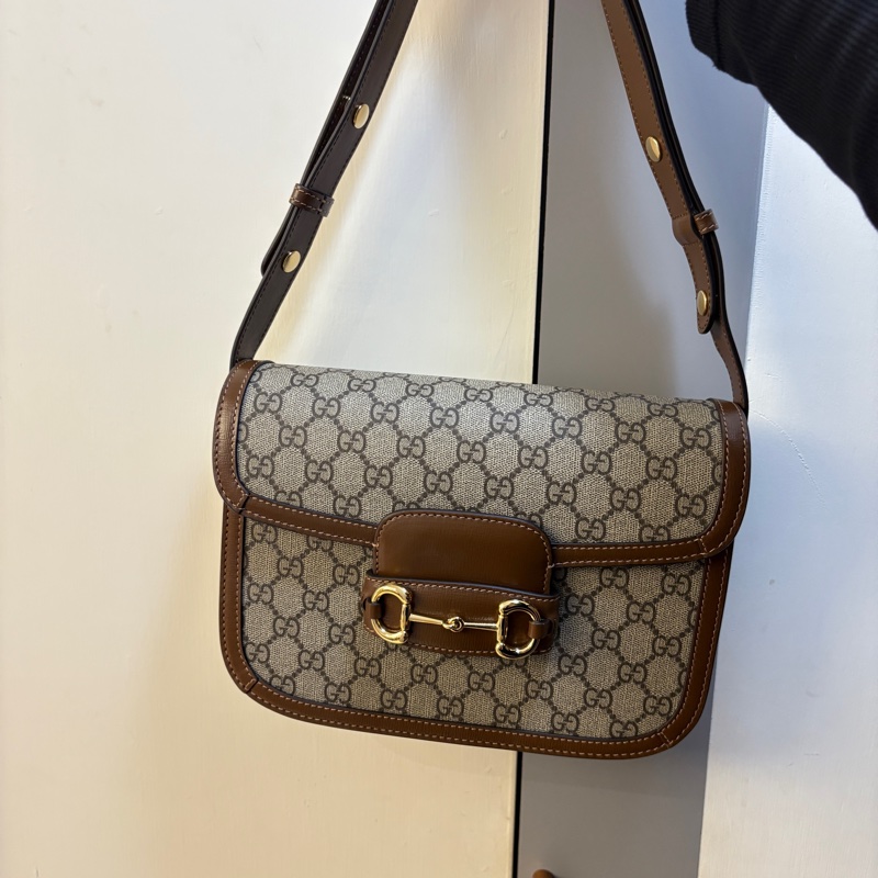 Gucci 1955老花拼棕色小號斜背包-0