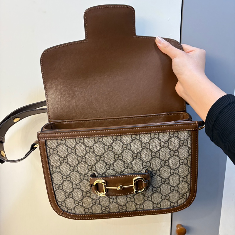 Gucci 1955老花拼棕色小號斜背包-7