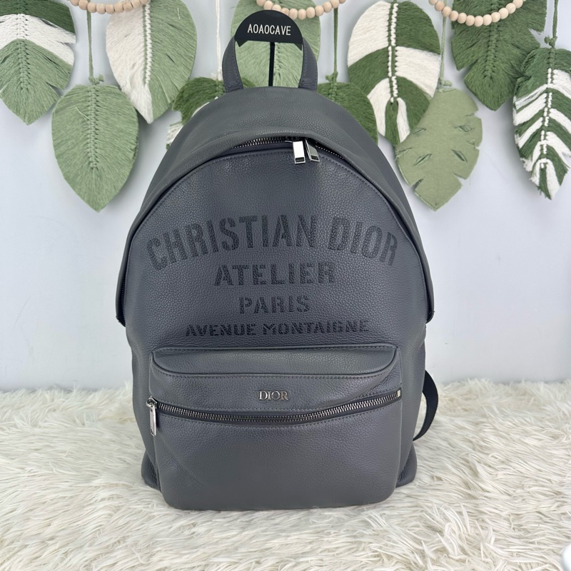 DIOR Atelier Signature Backpack 全真皮灰色背包-0