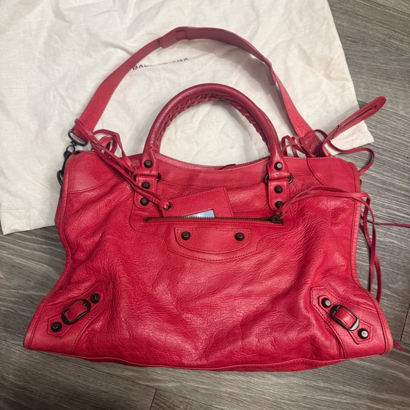 Balenciaga le city巴黎世家紅色機車包-5