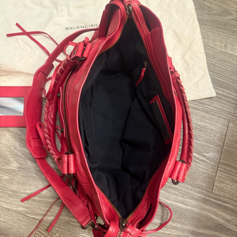 Balenciaga le city巴黎世家紅色機車包-10