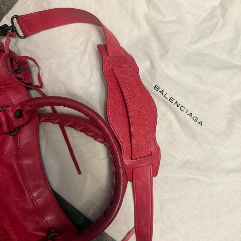 Balenciaga le city巴黎世家紅色機車包-11