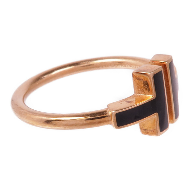 TIFFANY＆CO 18K玫瑰金Black Onyx Wire Ring縞瑪瑙戒指US#7.5-3