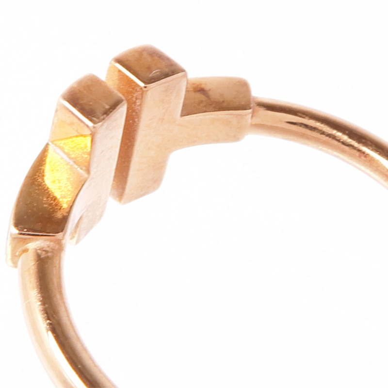 TIFFANY＆CO 18K玫瑰金Black Onyx Wire Ring縞瑪瑙戒指US#7.5-5