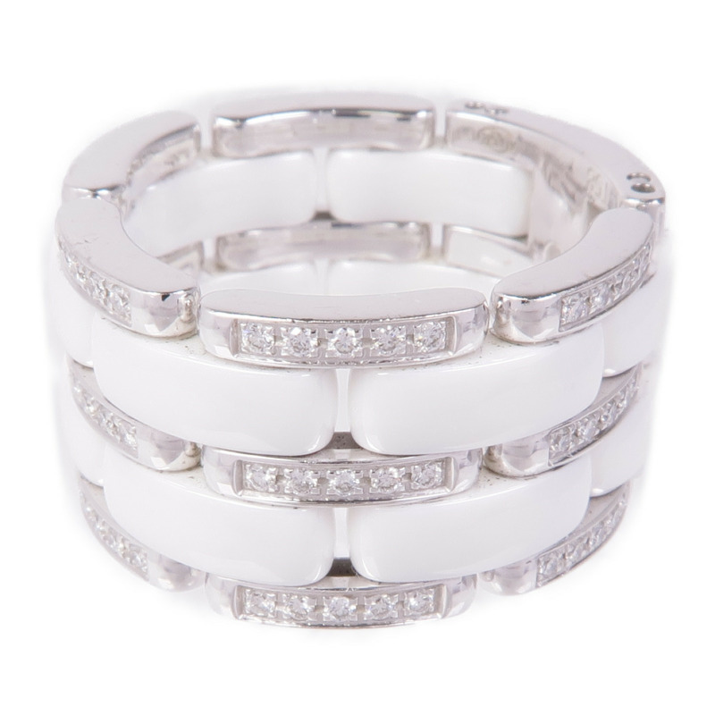 CHANEL 18K白金/陶瓷/鑽石Ultra Blanche Ring戒指CHANEL#58/US#8.25-1