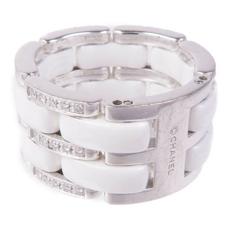 CHANEL 18K白金/陶瓷/鑽石Ultra Blanche Ring戒指CHANEL#58/US#8.25-2
