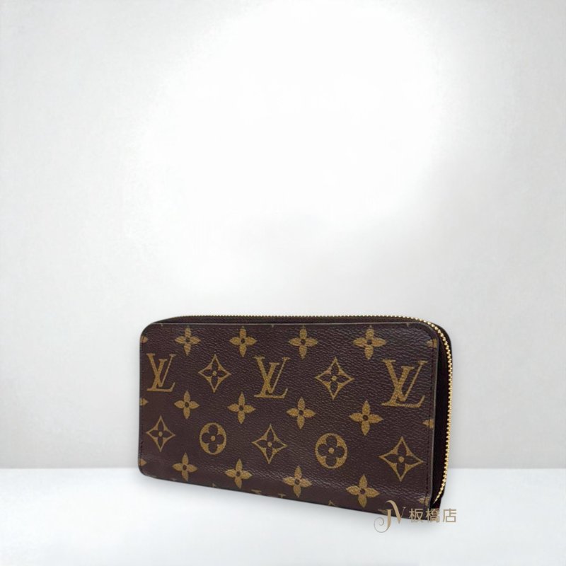 LV皮夾 原花拉鍊紫紅色內裡長夾M41895-1