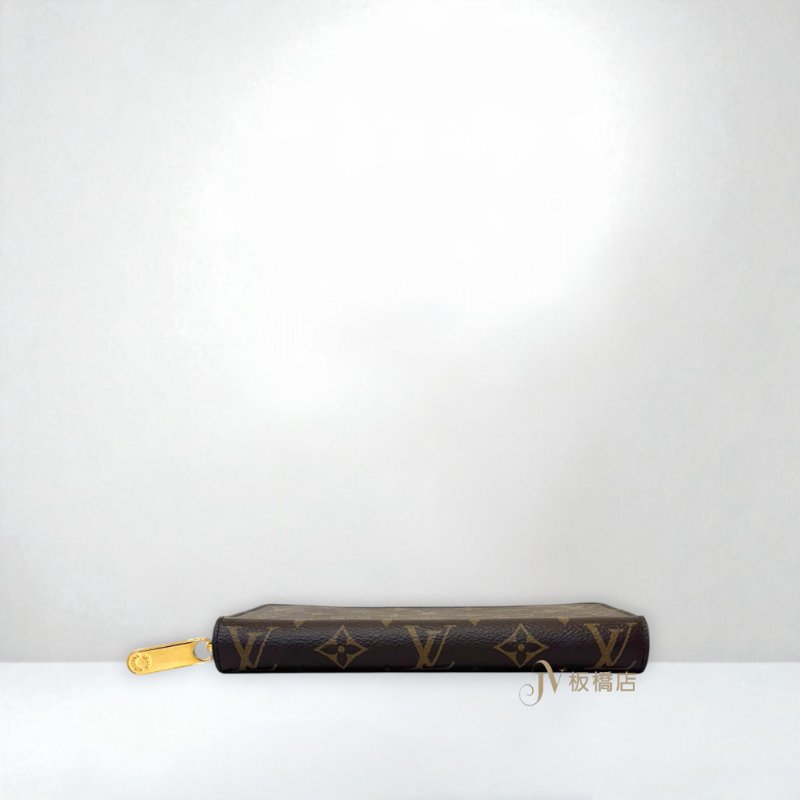 LV皮夾 原花拉鍊紫紅色內裡長夾M41895-4