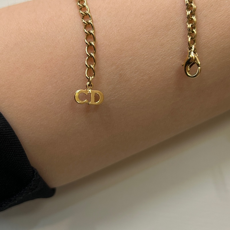 Dior 金屬CD logo4點水鑽項鍊-5