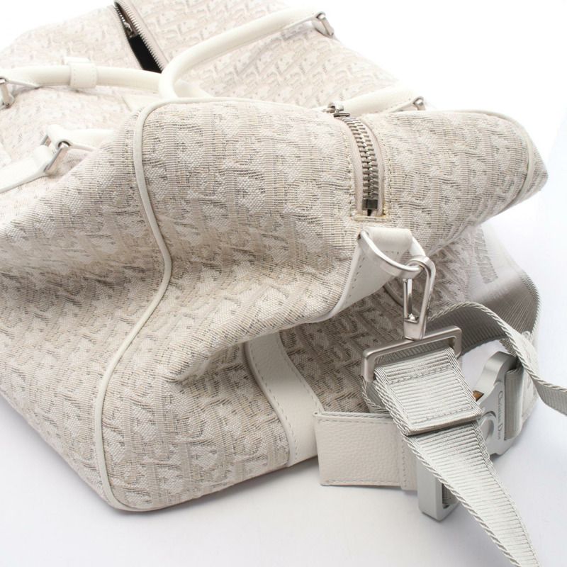 Christian Dior Oblique Travel 2Way 單肩包 90240296 帆布 白色 米色-5