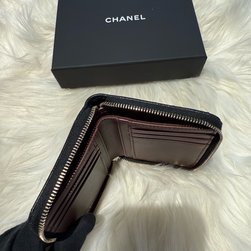 香奈兒 CHANEL 25s 荔枝拉鏈對開短夾-3