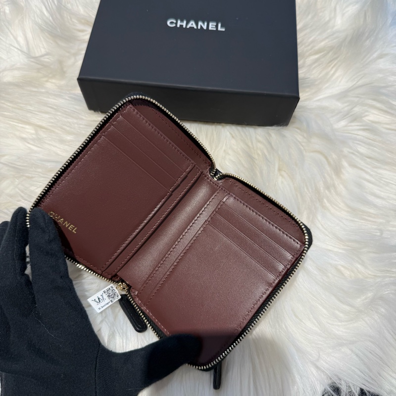 香奈兒 CHANEL 25s 荔枝拉鏈對開短夾-4
