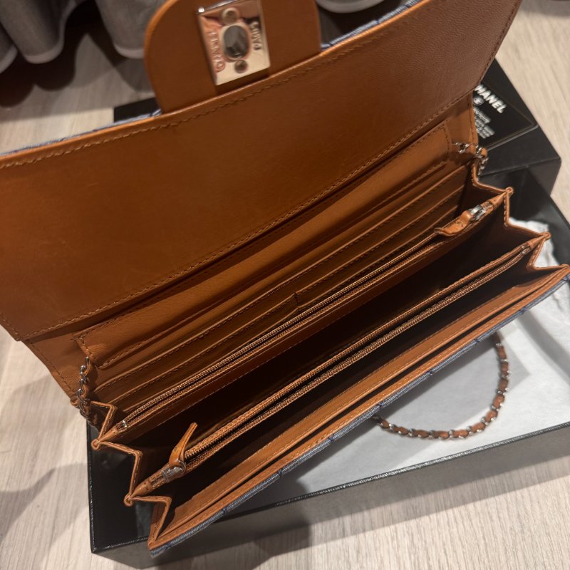 🎉降價🎉Chanel 水洗單寧布肩背口蓋包-藍-5