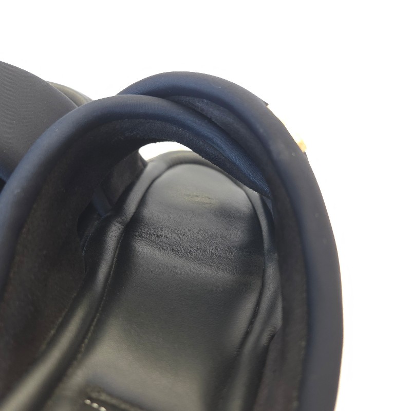 Chanel 交叉厚底拖鞋 黑金 38 二手-9