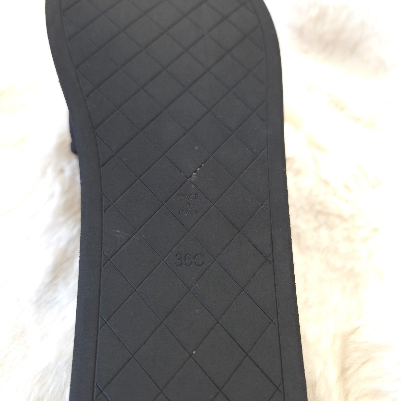 Chanel 絨布厚底拖鞋 36 二手-9