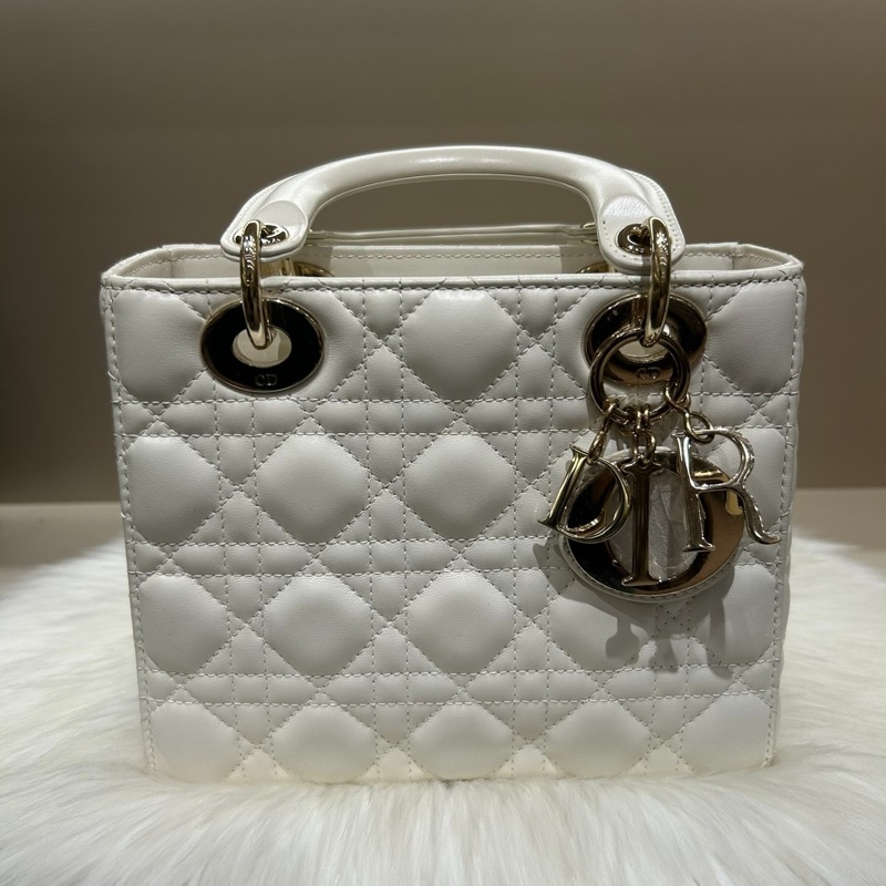 🌹可小議 Dior Lady Dior 四格妃包 白色🤍🤍🤍-0