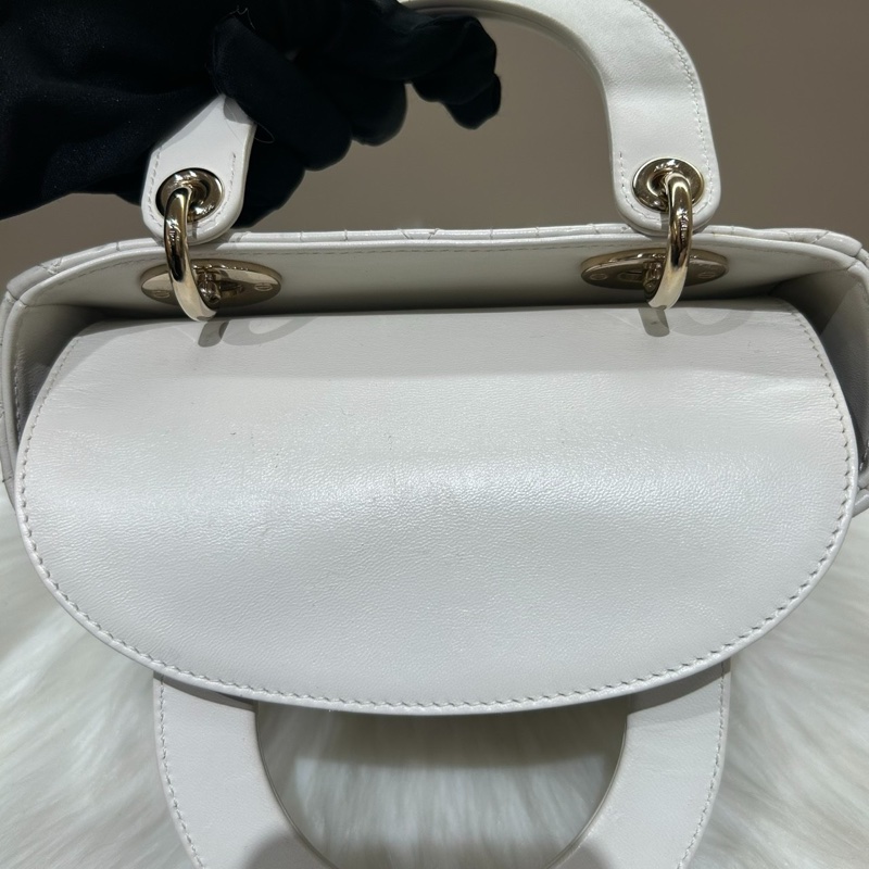 🌹可小議 Dior Lady Dior 四格妃包 白色🤍🤍🤍-9