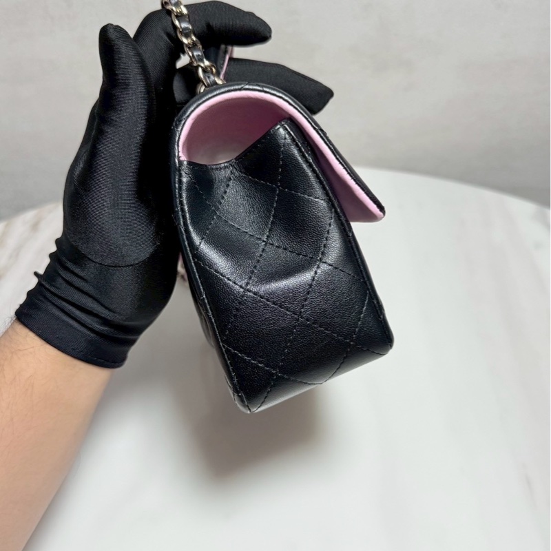 Chanel CF20 Mini Handle 20黑拼粉 晶片款 99新全配-6