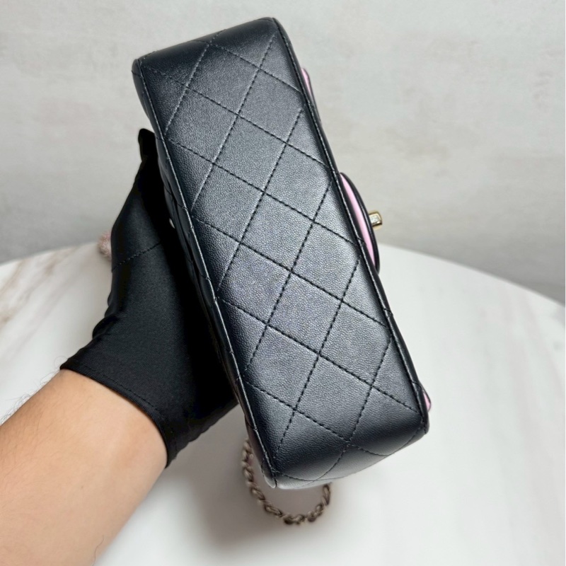 Chanel CF20 Mini Handle 20黑拼粉 晶片款 99新全配-7