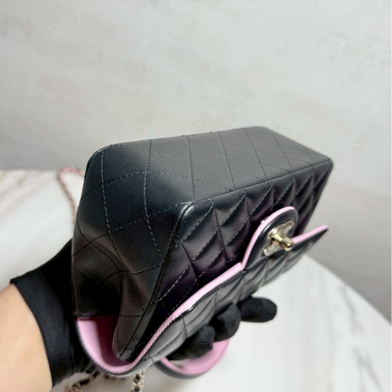 Chanel CF20 Mini Handle 20黑拼粉 晶片款 99新全配-11