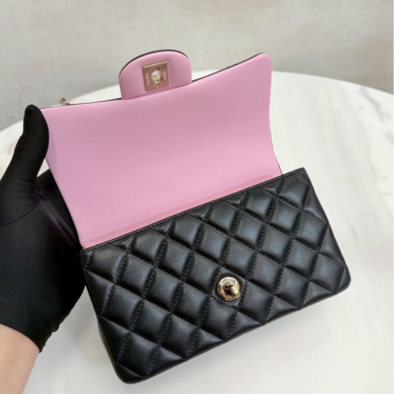 Chanel CF20 Mini Handle 20黑拼粉 晶片款 99新全配-12