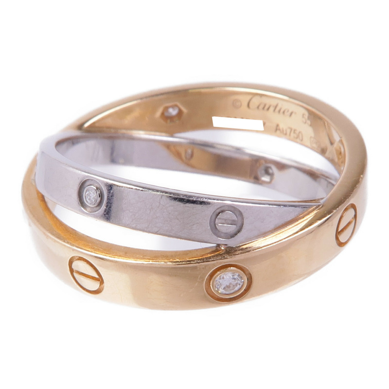 CARTIER 18K玫瑰金/白金Double Love Ring 6D鑽石戒指Cartier#55/US#7.5-2