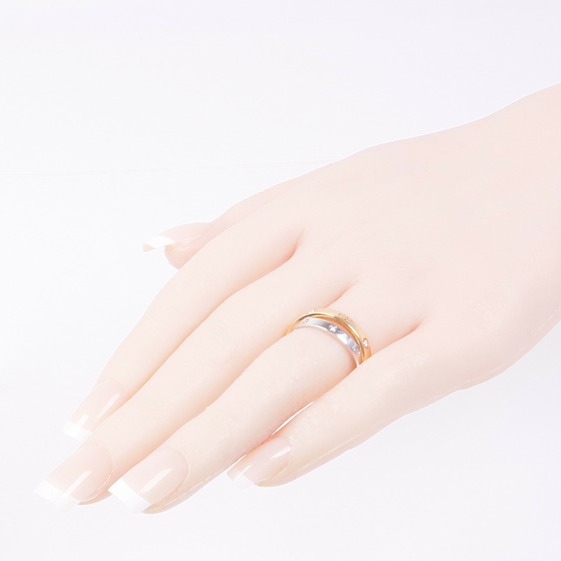 CARTIER 18K玫瑰金/白金Double Love Ring 6D鑽石戒指Cartier#55/US#7.5-6