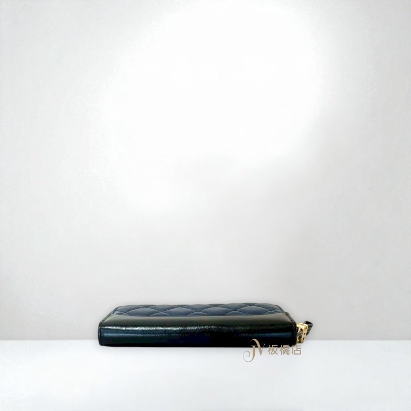 CHANEL皮夾 Wallet深藍色牛皮流浪系列拉鍊中夾-3