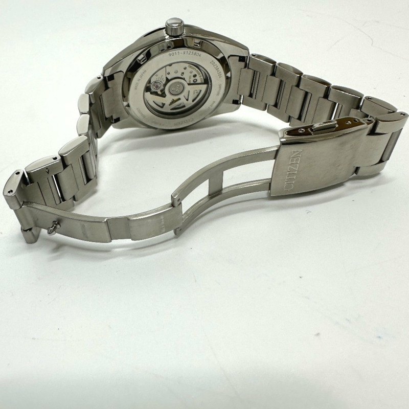 西鐵城 9011-S125804 機械自動日期腕錶，不鏽鋼，男式，銀色，全新-7