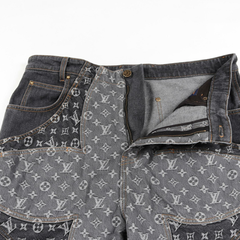 LOUIS VUITTON Monogram flower 牛仔褲 棉質 灰色 女款 LV #36-5