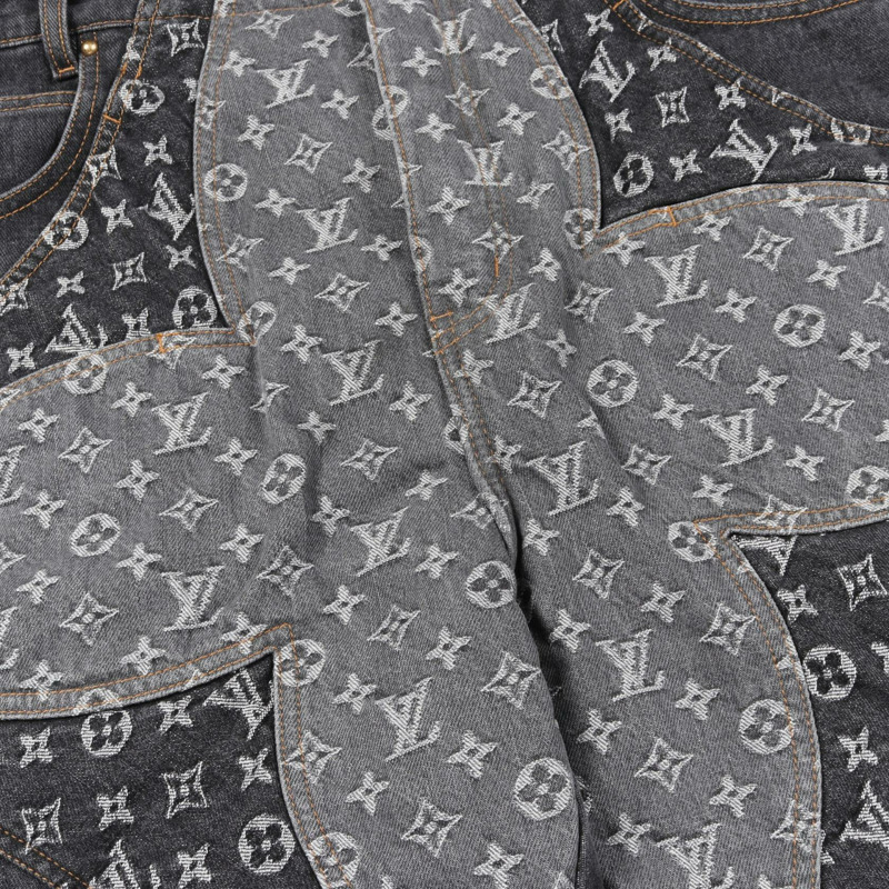 LOUIS VUITTON Monogram flower 牛仔褲 棉質 灰色 女款 LV #36-7