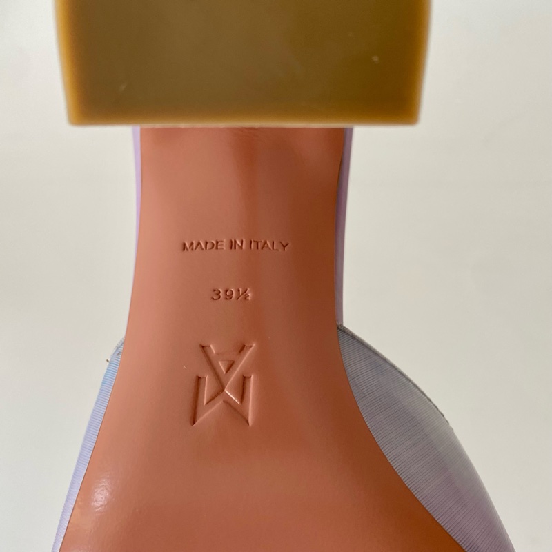 Amina Muaddi 藍紫色 漸層 緞面 水晶 39.5號 高跟鞋-7