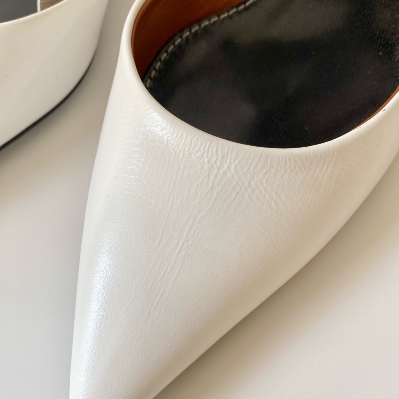 Proenza Schouler 白色 尖頭 金屬 多角 鏡面鞋跟 中跟鞋 39號-9