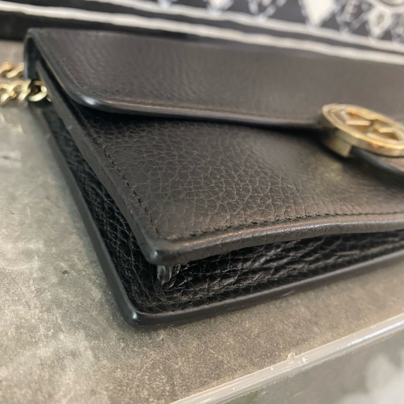 GUCCI/古馳 雙G系列 雙G徽標按扣開合 荔枝紋皮革 鏈條包-6