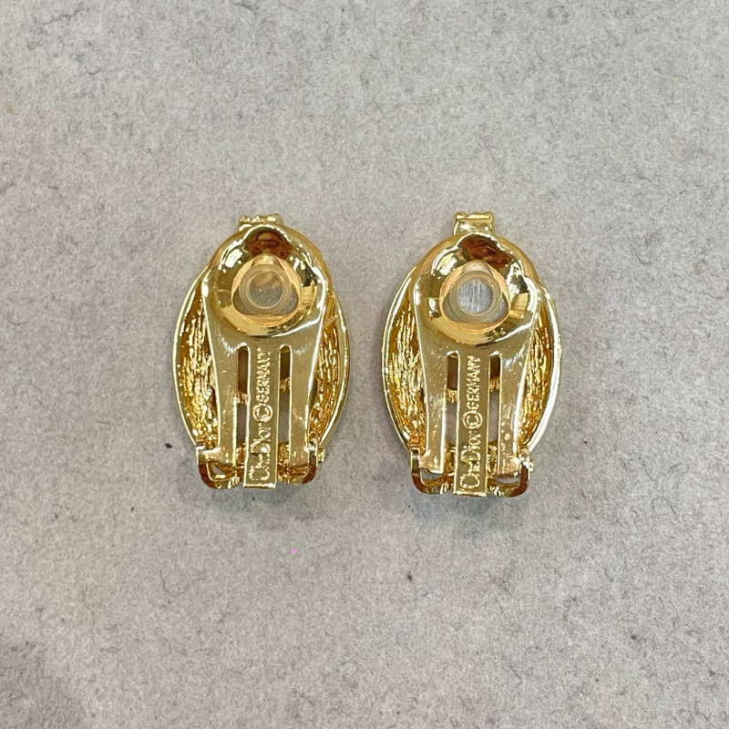 Dior 中古Vintage 水鑽金色耳夾項鏈套裝 XA658-4