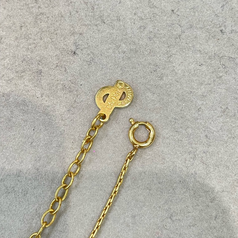 Dior 中古Vintage 水鑽金色耳夾項鏈套裝 XA658-9