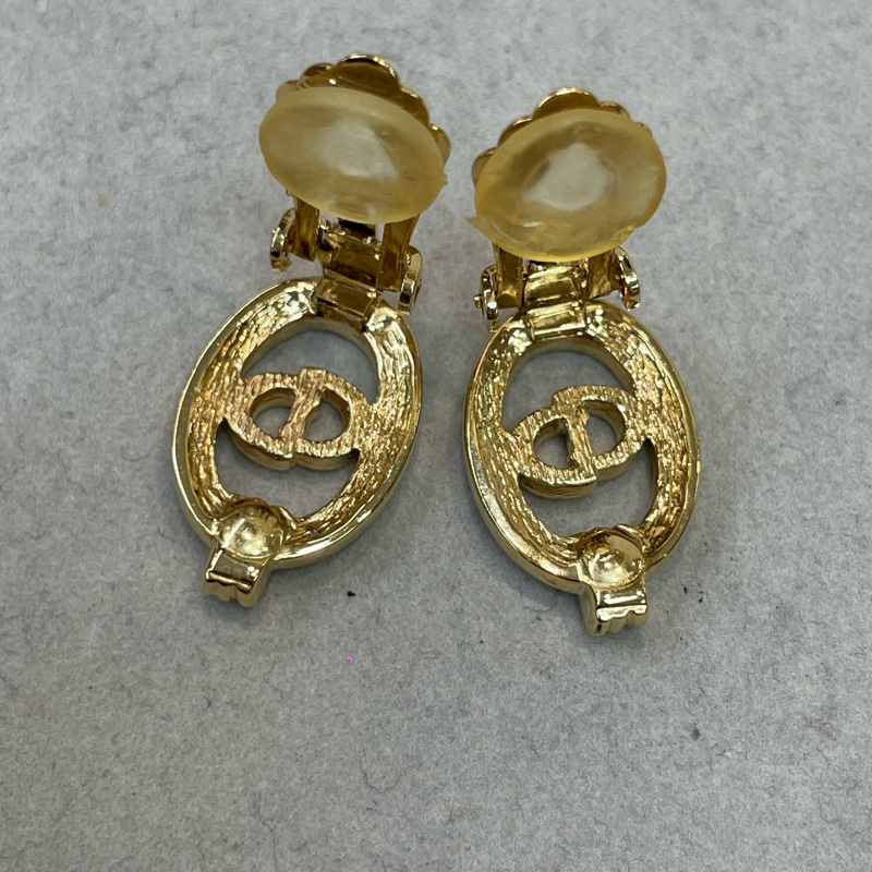 Dior 中古Vintage 水鑽金色耳夾項鏈套裝 XA658-15